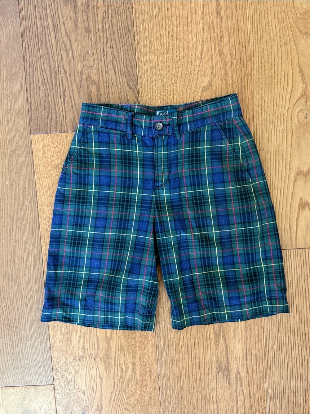 Polo by Ralph Lauren Green and Blue Plaid Kids Shorts